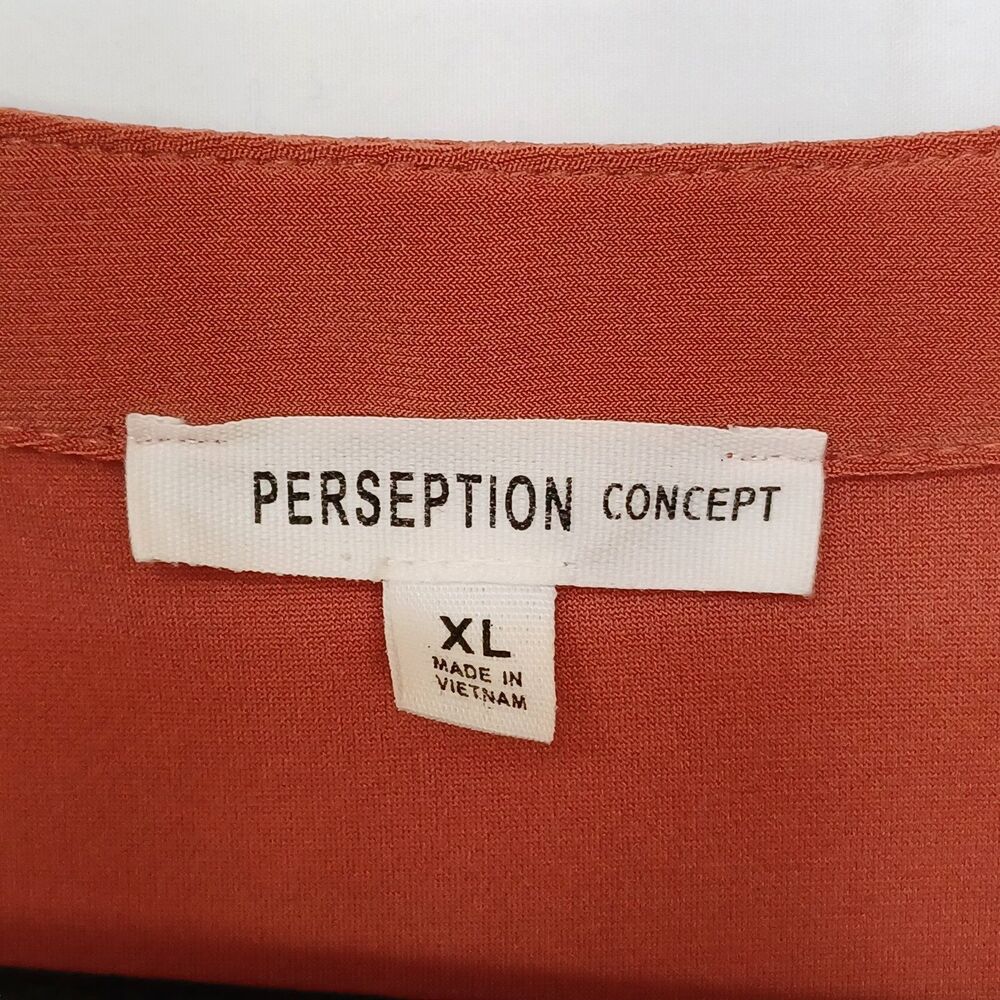 Perseption Concept Women's XL Solid Dust Orange Pullover Roll Tab Blouse - Picture 4 of 11